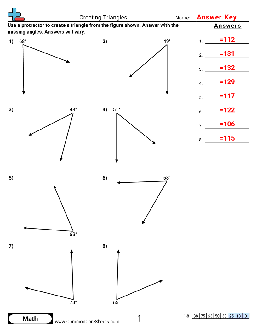 7th Grade Angles Worksheets - creating-triangles worksheet