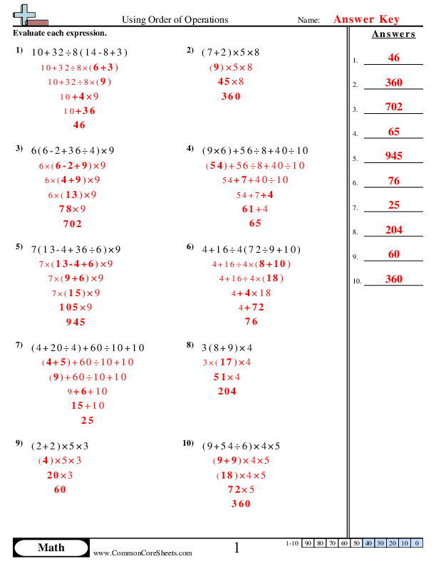  - using-order-of-operations-no-negatives worksheet