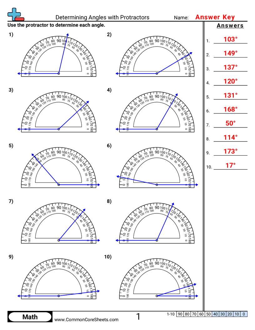 reading angles Worksheets - determining-angles-with-protractors worksheet