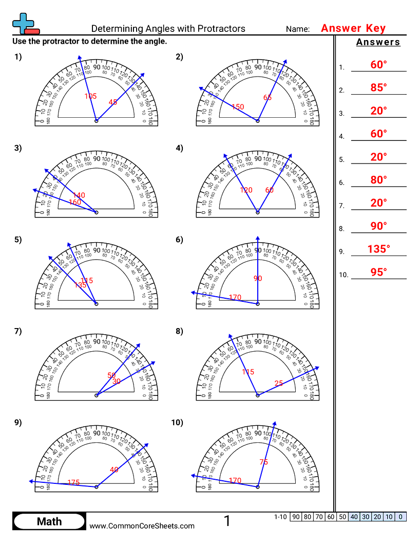 reading angles Worksheets - determining-angles-with-protractors worksheet