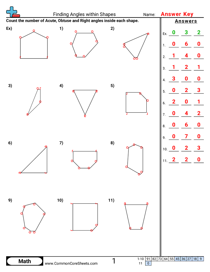 reading angles Worksheets - determining-angles-in-shapes worksheet