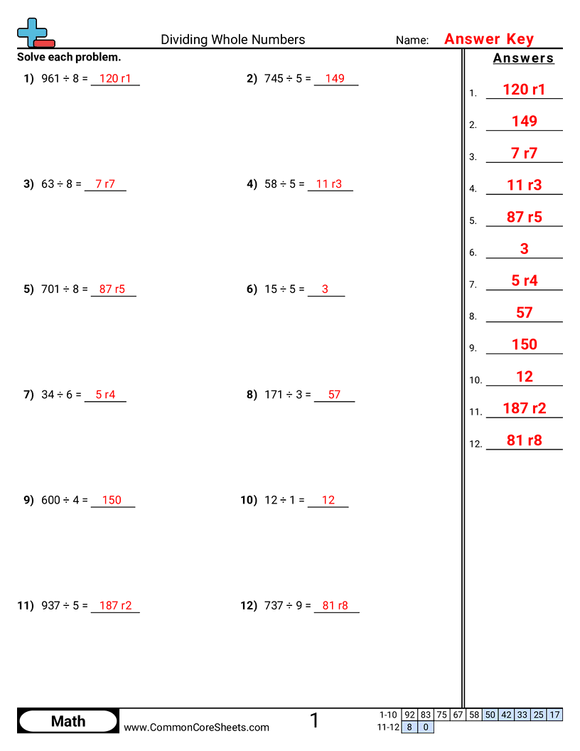 Division Worksheets - horizontal-division worksheet