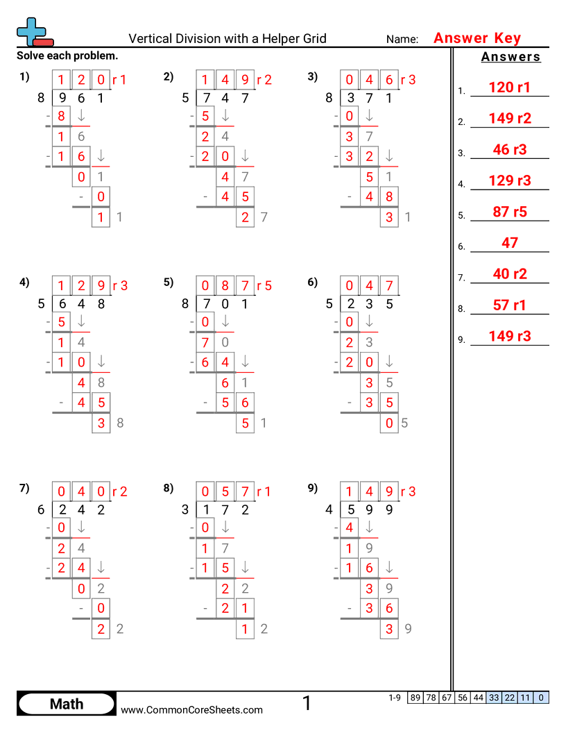 Division Worksheets - mixed-division worksheet