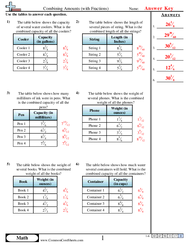  - combining-amounts worksheet