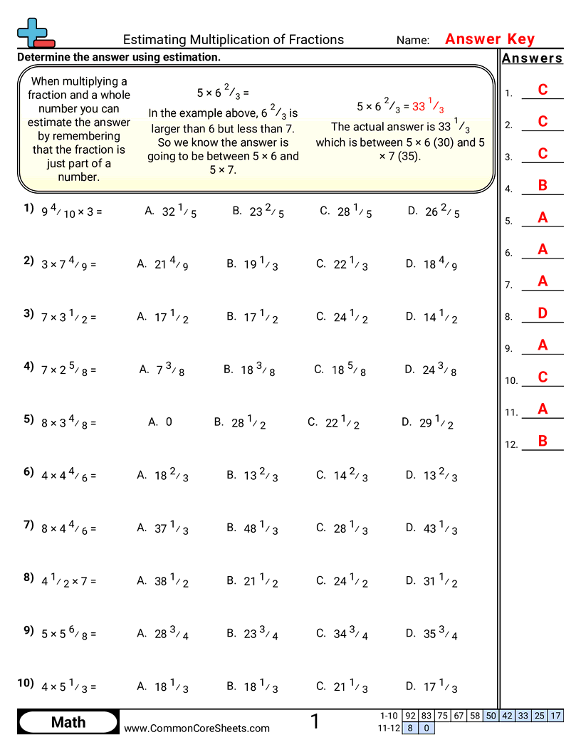 Fraction Worksheets - estimating-multiplication-of-fractions worksheet