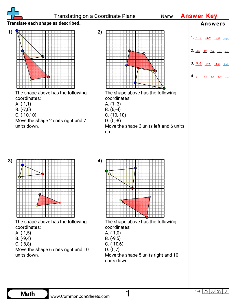 Grid Worksheets - translating-on-coordinate-plane worksheet