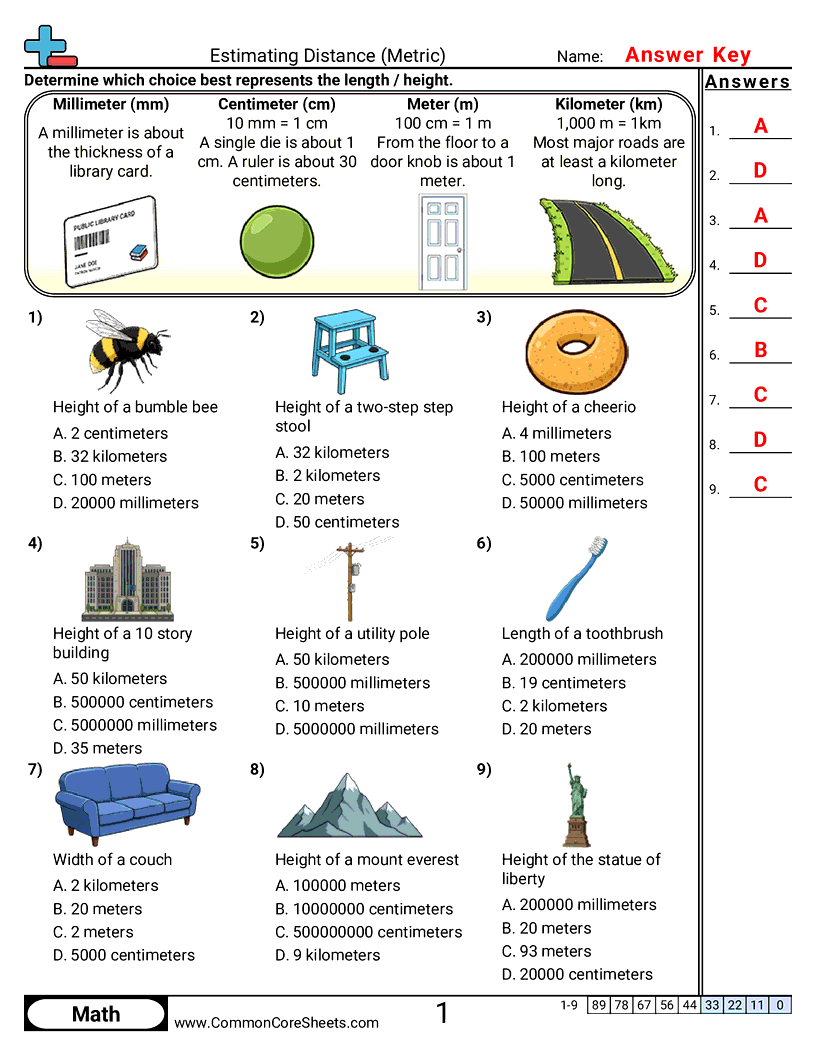 Measurement Worksheets - estimating-length-metric worksheet