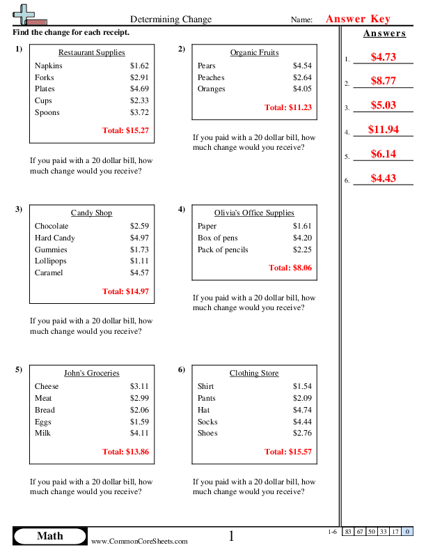  - receipt-change worksheet