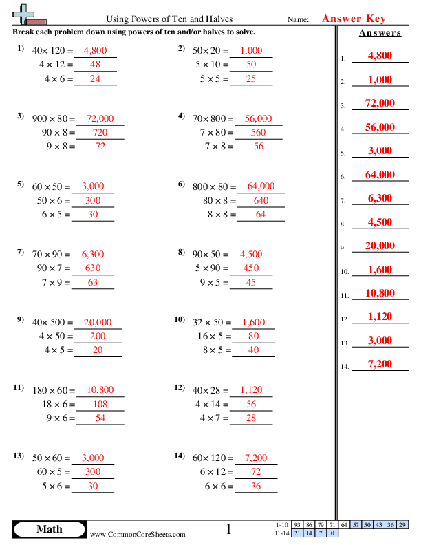  - using-powers-of-ten-and-halves worksheet