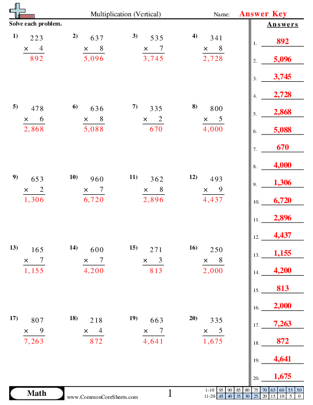  - vertical-3-digit-x-1-digit worksheet