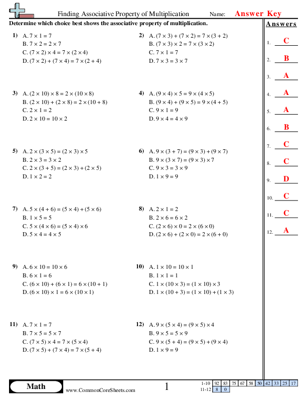  - associative-property-multiple-choice worksheet